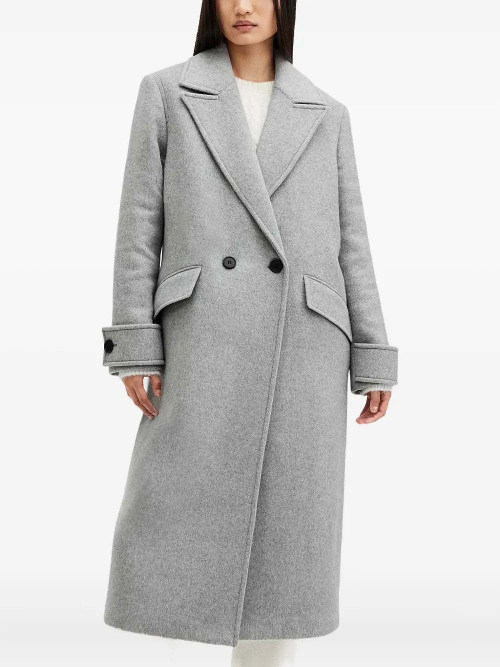 

Двубортное пальто с лацканами AllSaints, серый