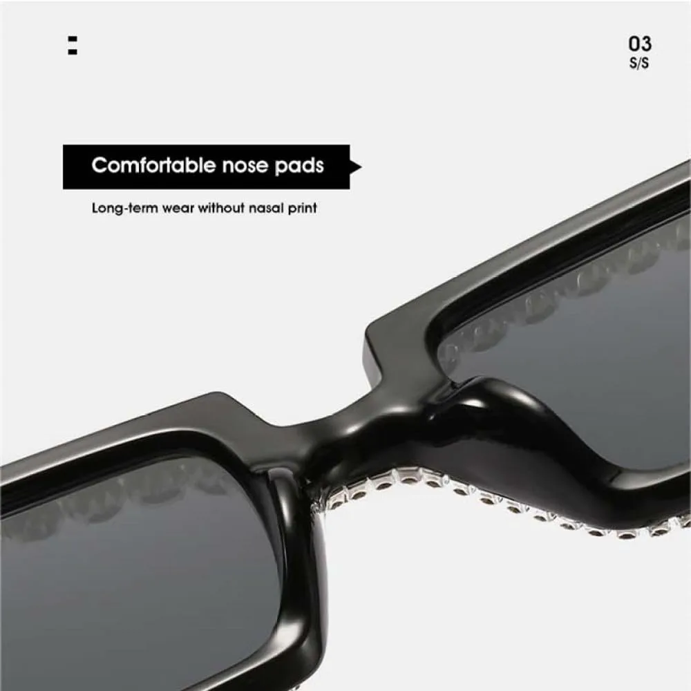 

Модные прямоугольные солнцезащитные очки с бриллиантами для женщин, винтажные, прозрачные, конфетного цвета, мужские солнцезащитные очки со стразами MTZJH, Clear Blue