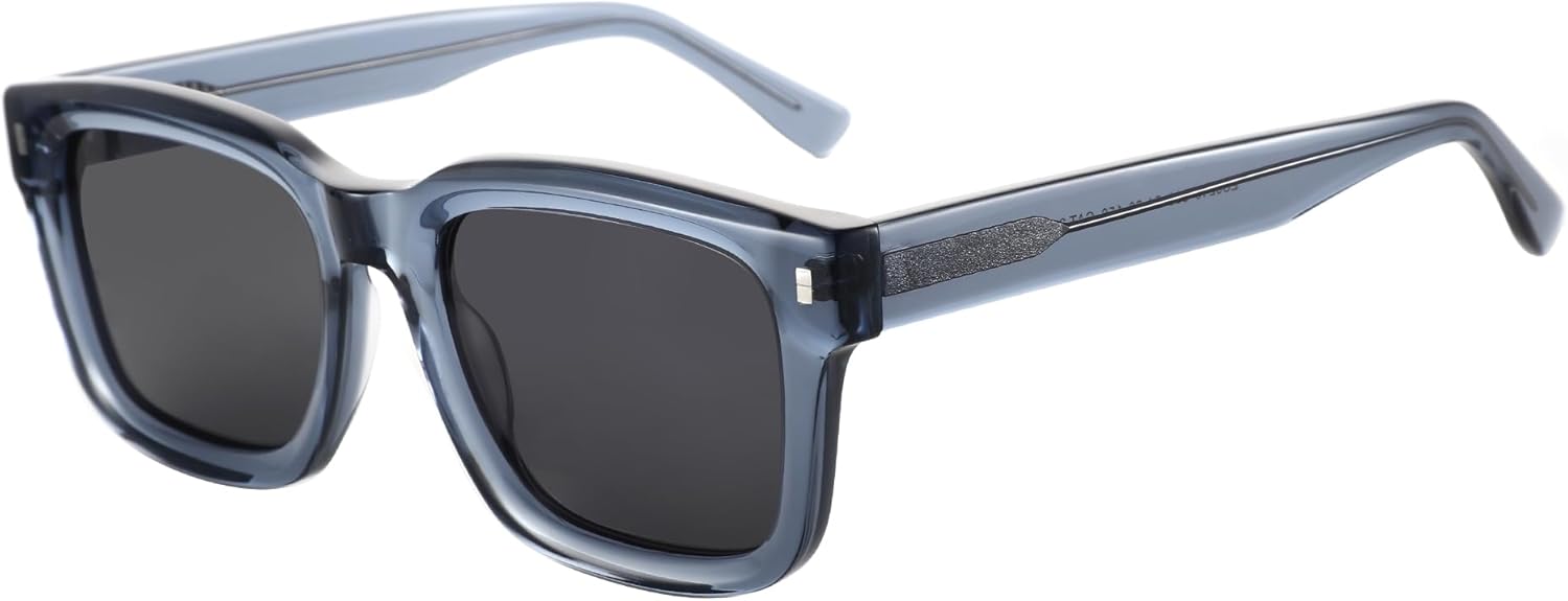 

Поляризованные солнцезащитные очки ZENOTTIC для мужчин, квадратная форма: классические солнцезащитные очки со 100% защитой от УФ-излучения для женщин - большие дизайнерские очки унисекс, C03 Crystal Blue Frame Grey Lens