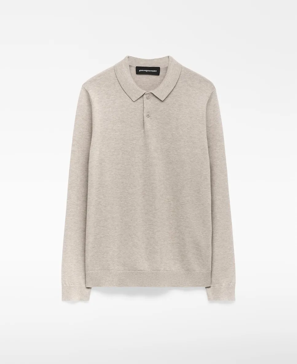 

Мужская поло с длинным рукавом классического кроя Adolfo Dominguez, пастельно-розовый