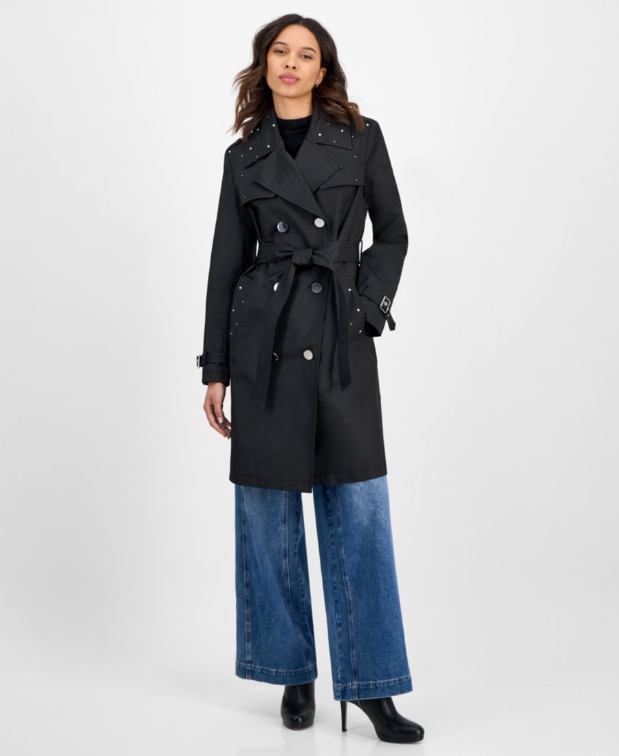 

Женский двубортный тренч с заклепками и поясом CeCe, Black