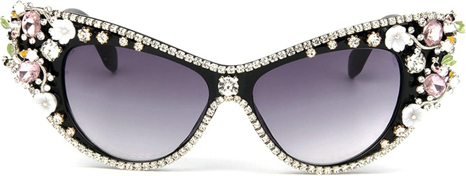 

Женские солнцезащитные очки «Кошачий глаз» с бриллиантами, модель 2020, большие панк-очки, винтажные очки с кристаллами и стразами, защита от ультрафиолета UV400 COTIA, Pink Diamond