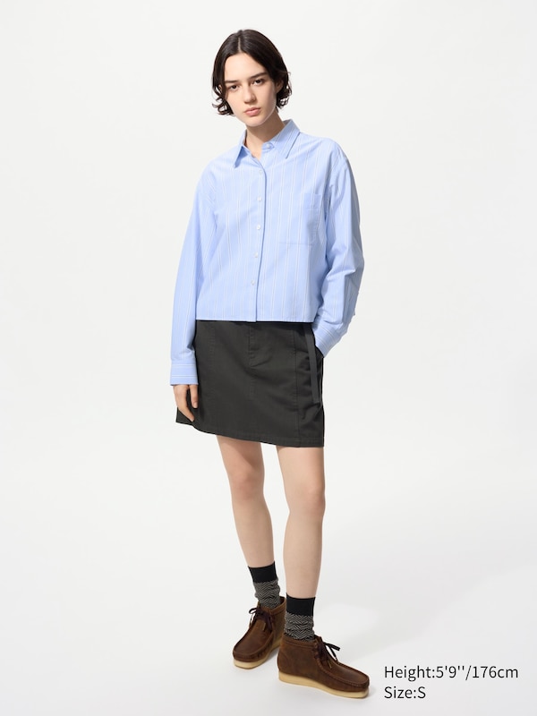 Оксфордская рубашка свободного кроя (в полоску) Uniqlo, 61 blue — фото 2