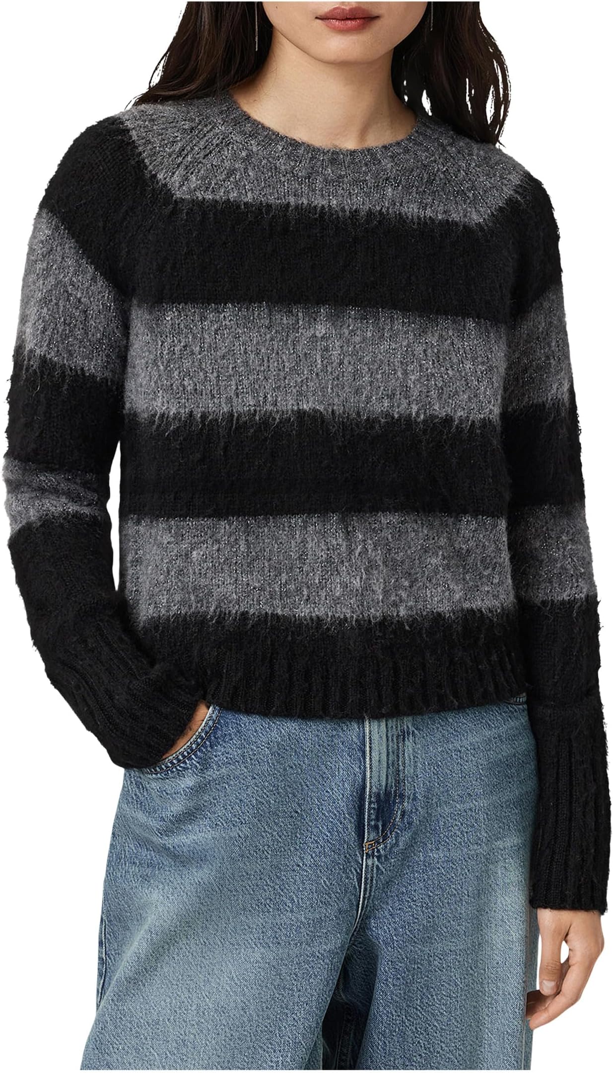 

Свитер AllSaints Women's Lou Spark Jumper, Black/Grey