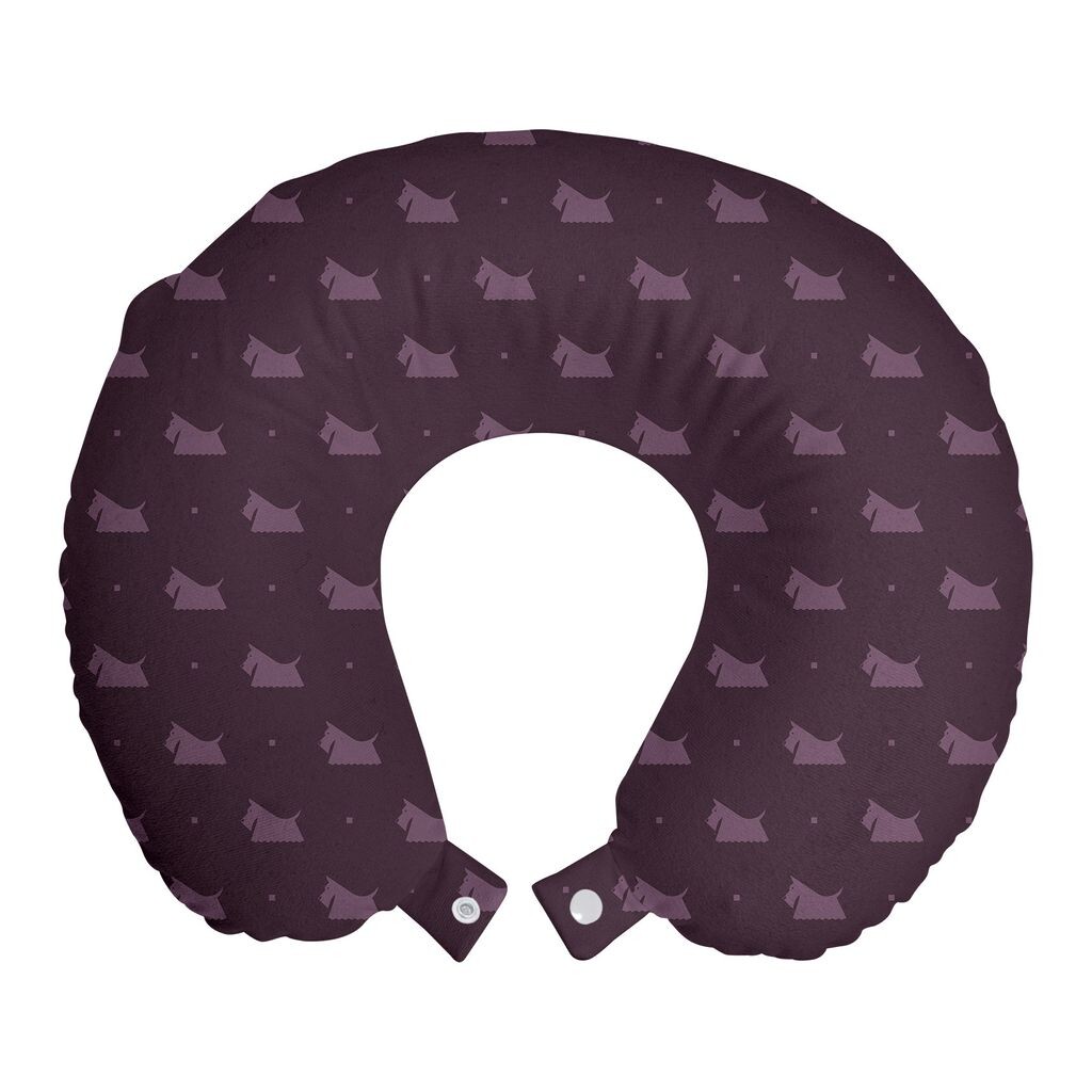 

ABAKUHAUS Dog Lovers Travel Pillow Подушка для шеи, мотив шотландского терьера, пенопластовые дорожные принадлежности для самолета и автомобиля, 30x30 см, темно-лиловый бледно-баклажановый