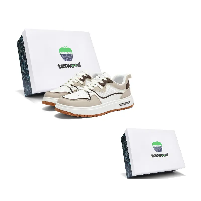 

TEXWOOD Скользостойкие амортизирующие низкие скейтерские кроссовки мужские White Apricot с устойчивостью к истиранию, цвет White Apricot