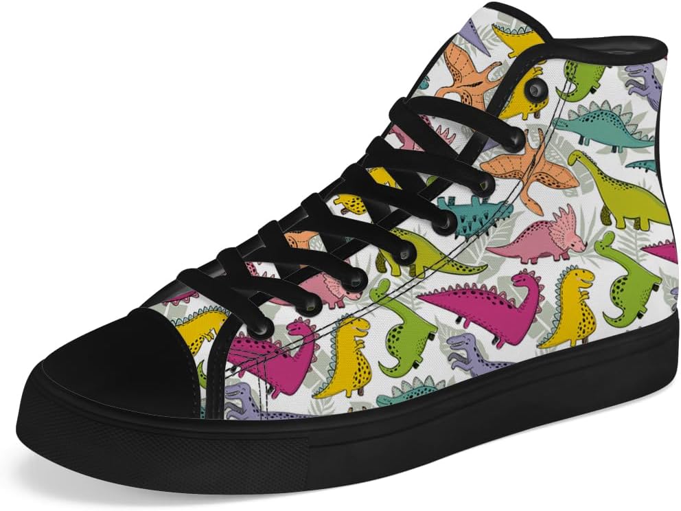 

Кеды на высокой подошве с динозаврами для мужчин и женщин, высокие кроссовки на шнуровке, повседневная обувь Chebing, белый/зеленый