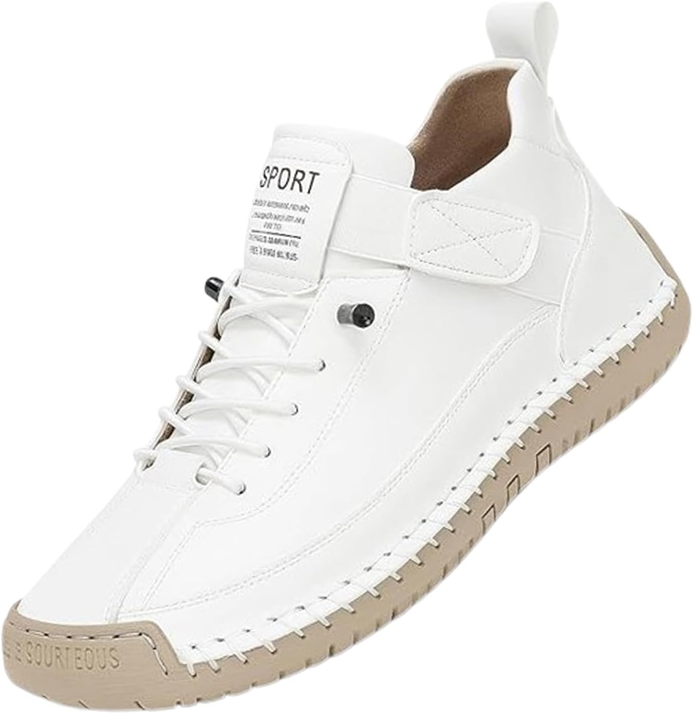 

Удобные ортопедические кроссовки для женщин и мужчин, ручная работа, кожаные, мягкие, комфортные повседневные лоферы на плоской подошве Generic, белый