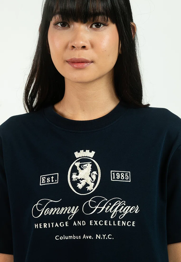 Футболка свободного кроя Varsity Crest Relaxed Tee, Tommy Hilfiger, темно-синий — фото 3