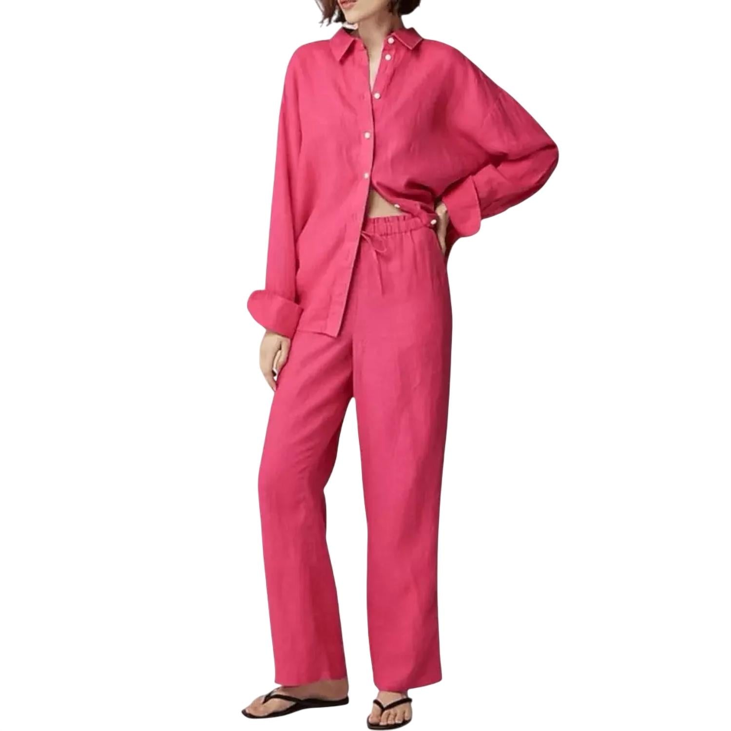

Льняные брюки Soleil розового цвета J.Crew