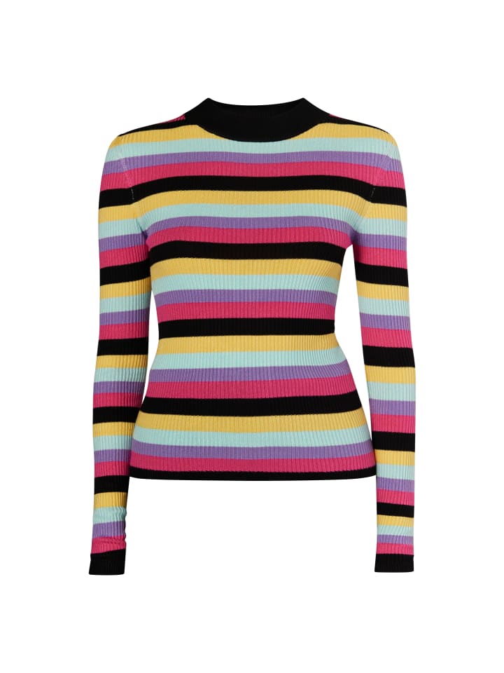 

Женский вязаный свитер в рубчик черного и разноцветного цветов myMo