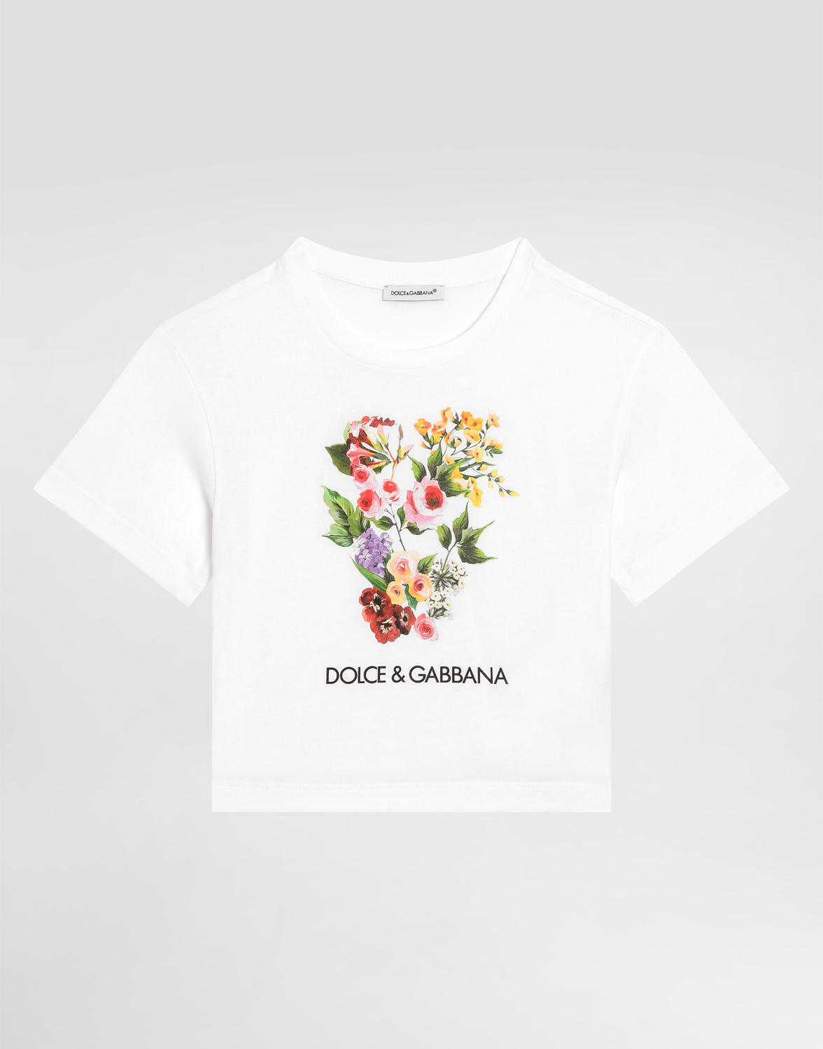 

Футболка из джерси с комбинированным цветочным принтом Dolce&Gabbana, белый