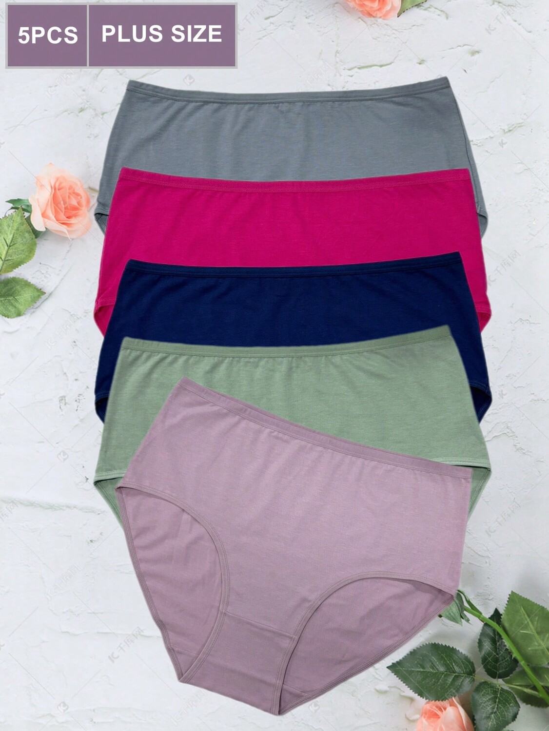 

5 штук Женского нижнего белья больших размеров Простые однотонные цвета на каждый сезон, мультиколор