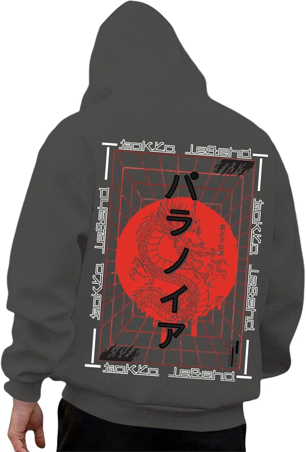 

Мужской худи с принтом дракона, свободный крой