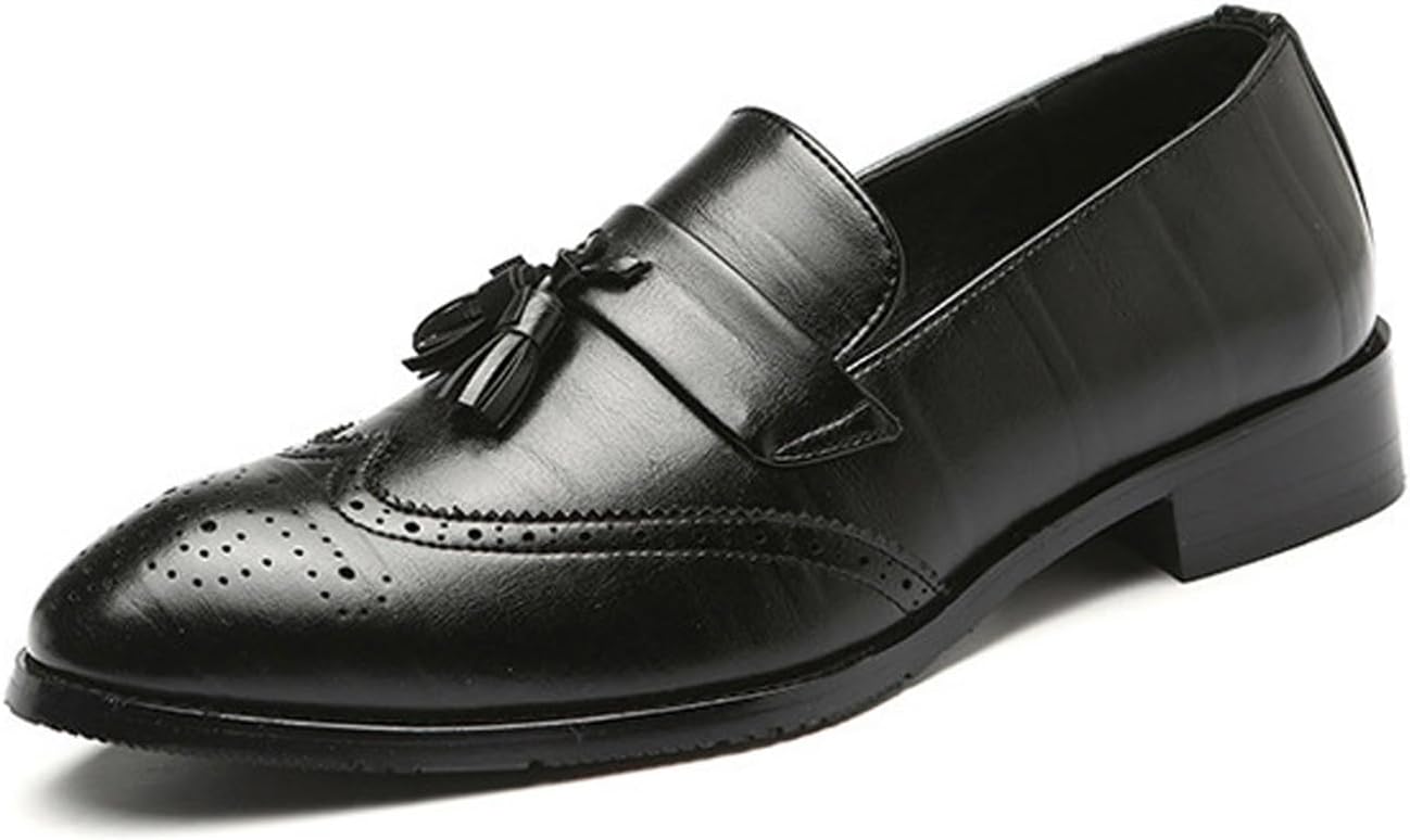 

Мужские кожаные лоферы с кисточками и крыльями, классические броги, удобные на низком каблуке, без шнурков, пенни-лоферы для делового офиса, официальных мероприятий и свадеб Azagneem, черный