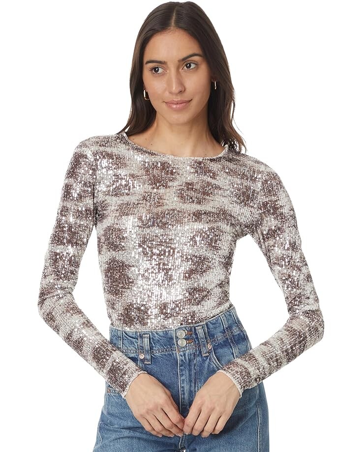 

Лонгслив Free People Printed Gold Rush Long Sleeve, цвет Alabaster Combo