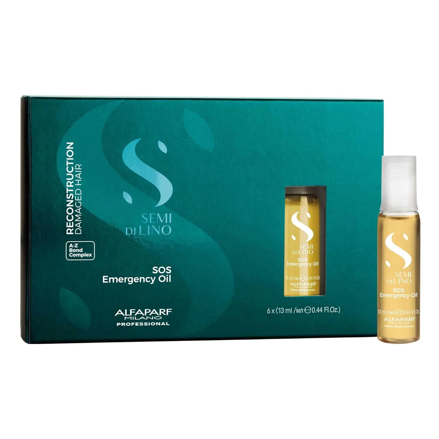 ALFAPARF MILANO Semi di Lino Reconstruction SOS Emergency Hair Oil и Reparative Lotion набор для восстановления поврежденных волос - блеск, мягкость, объем, термозащита, против ломкости — фото 3
