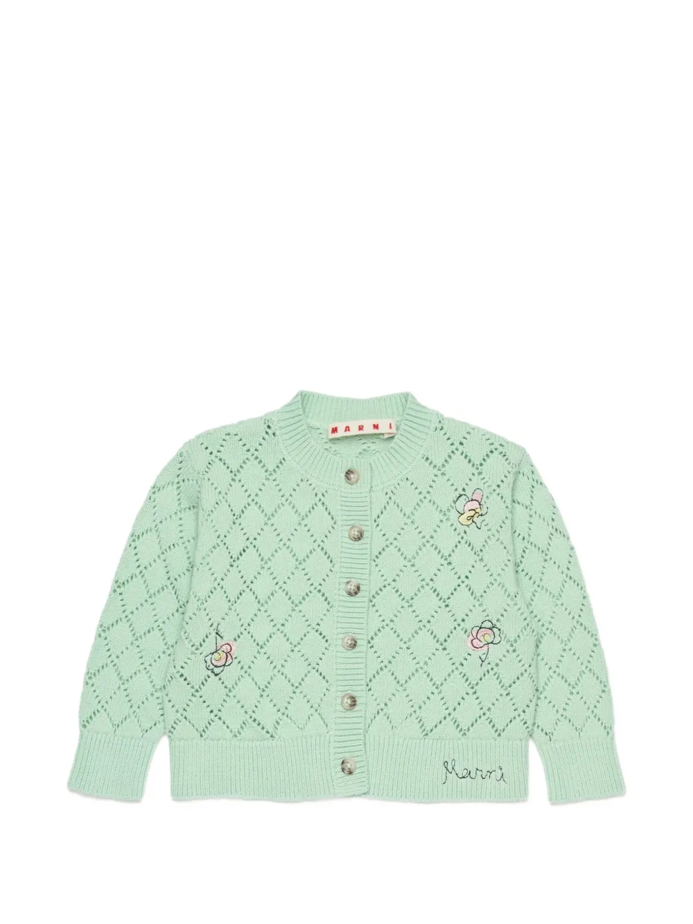 

Ажурный кардиган с цветочным узором Marni Kids, зеленый