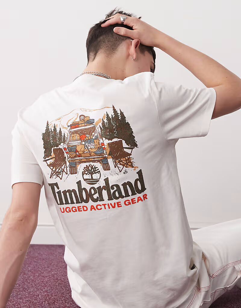 

Футболка Timberland Back On The Road с принтом на спине белого цвета