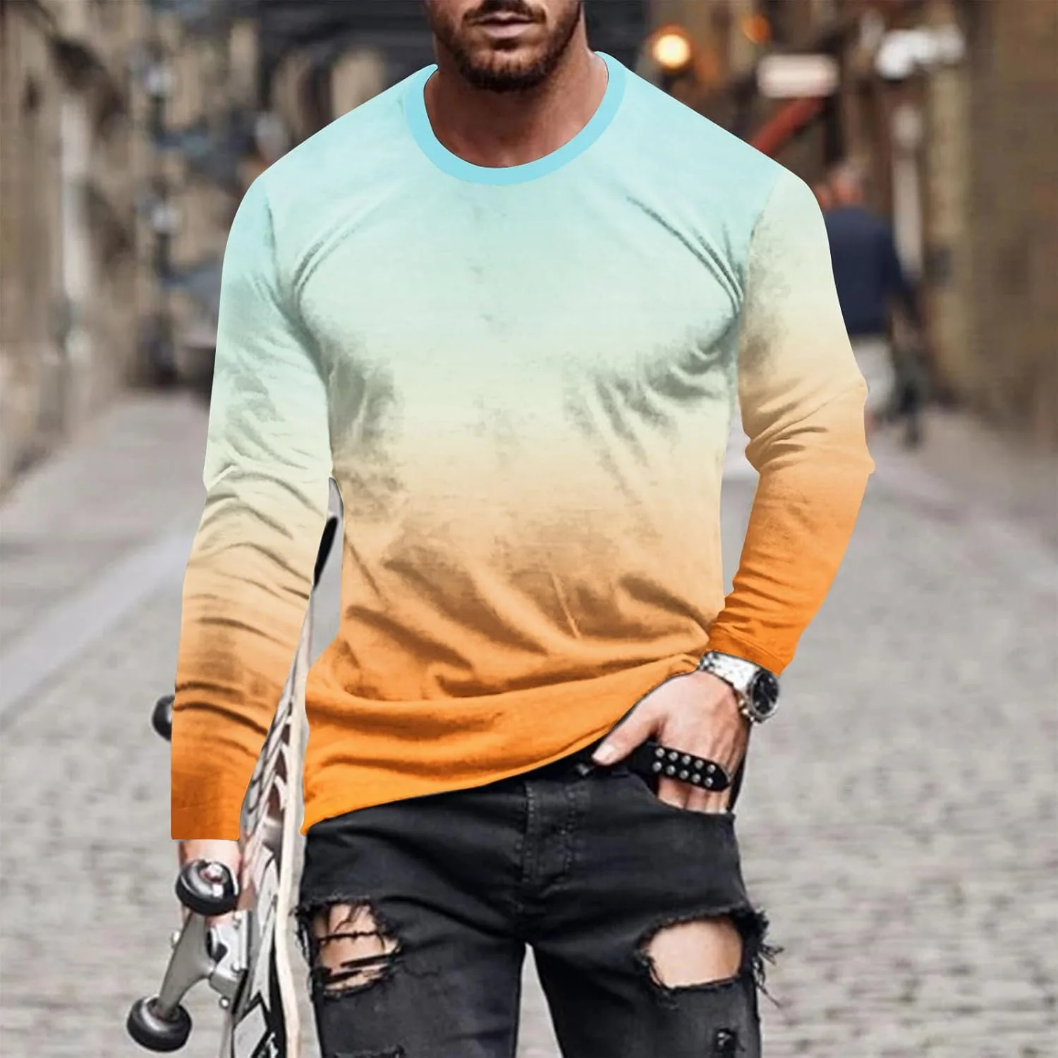 Мужская футболка с длинным рукавом Casual Fall Crewneck — фото 2