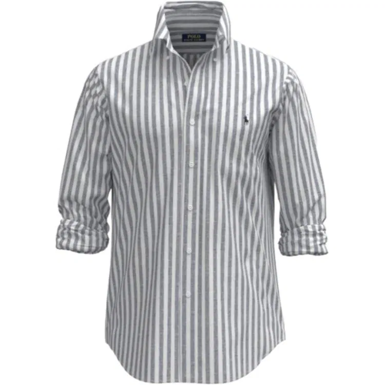 Рубашка в полоску с вышивкой Pony Polo Ralph Lauren, White Blue