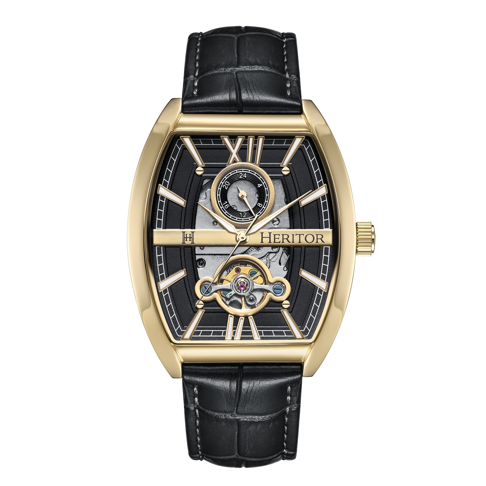 

Часы Masterson Semi-Skeleton с кожаным ремешком Heritor Automatic, золотой