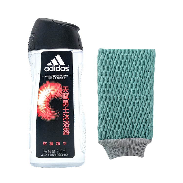 

Набор для ухода breeze care шампунь гель для душа с успокаивающим действием для кожи 250мл+перчатка-скраб для тела Adidas