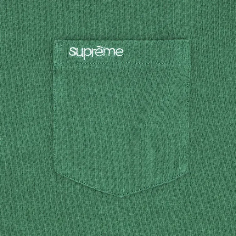 Футболка Supreme с коротким рукавом и карманом, зеленого цвета — фото 2