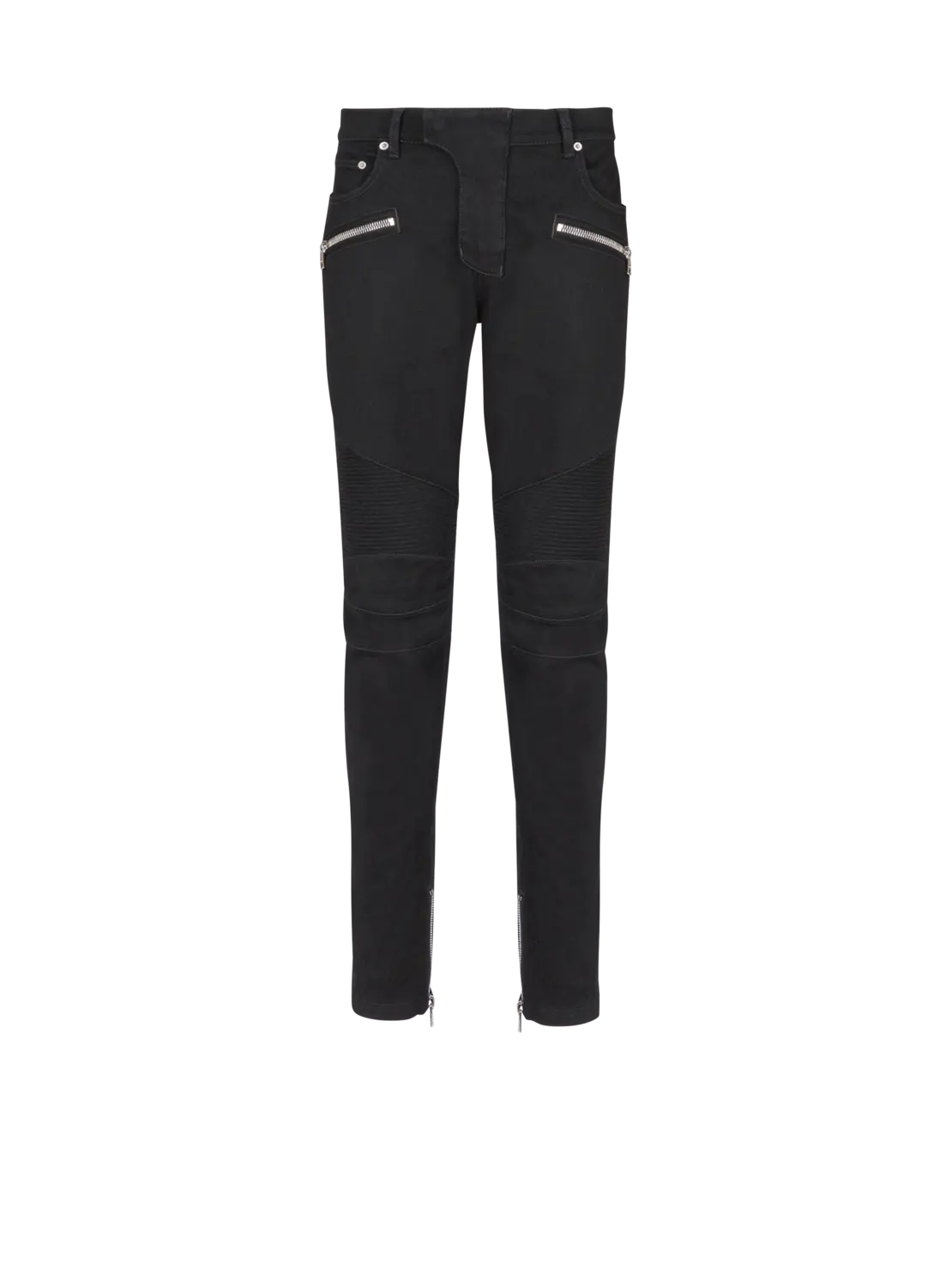 

Джинсы-байкеры облегающего кроя из черного денима Balmain