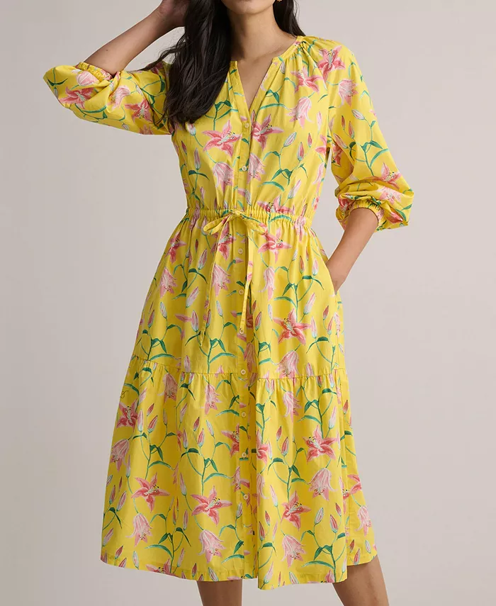 

Женское платье Aurelia из эластичного хлопка с цветочным принтом UNTUCKit, желтый