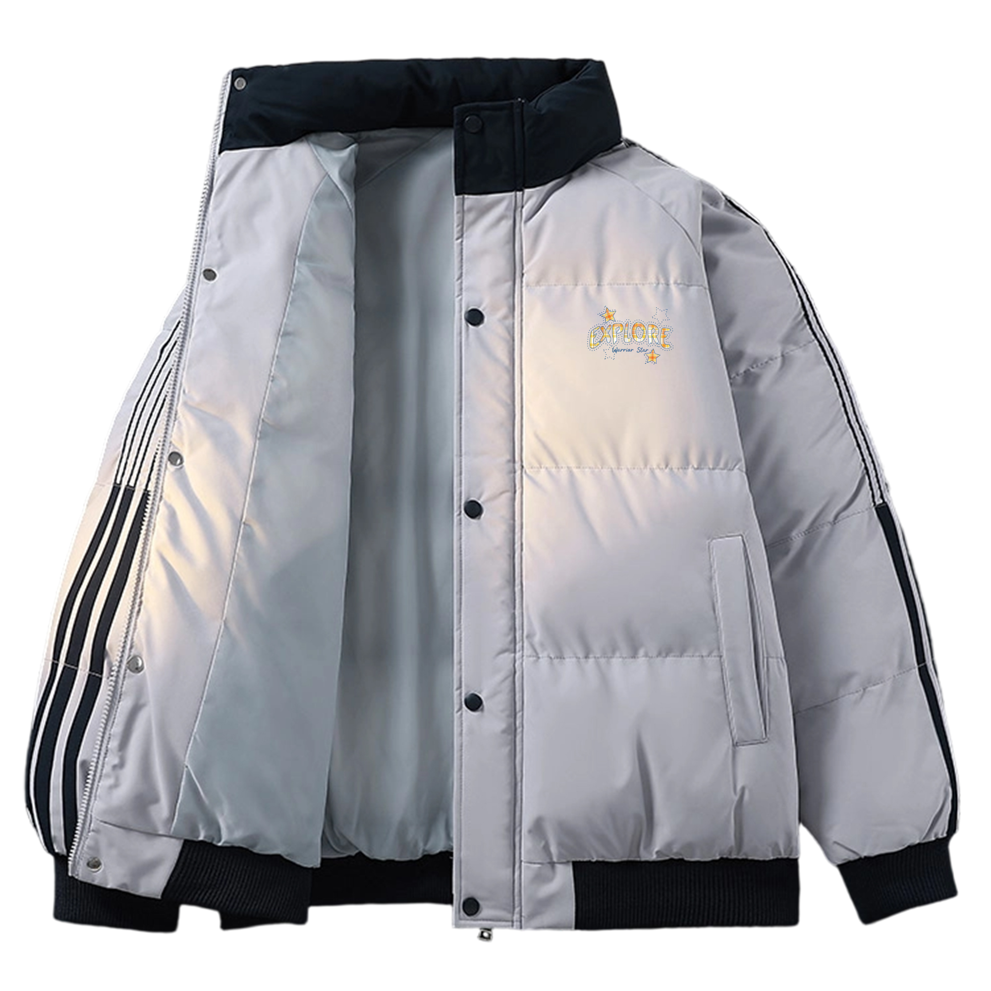 

Пуховик женский с воротником стойкой утепленный стеганый WARRIOR, серый