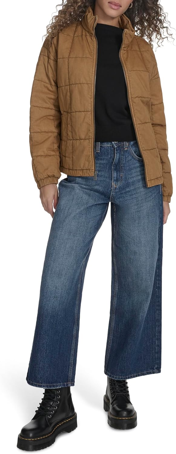Женская куртка Levi's Box из хлопка стеганая, коричневый — фото 2