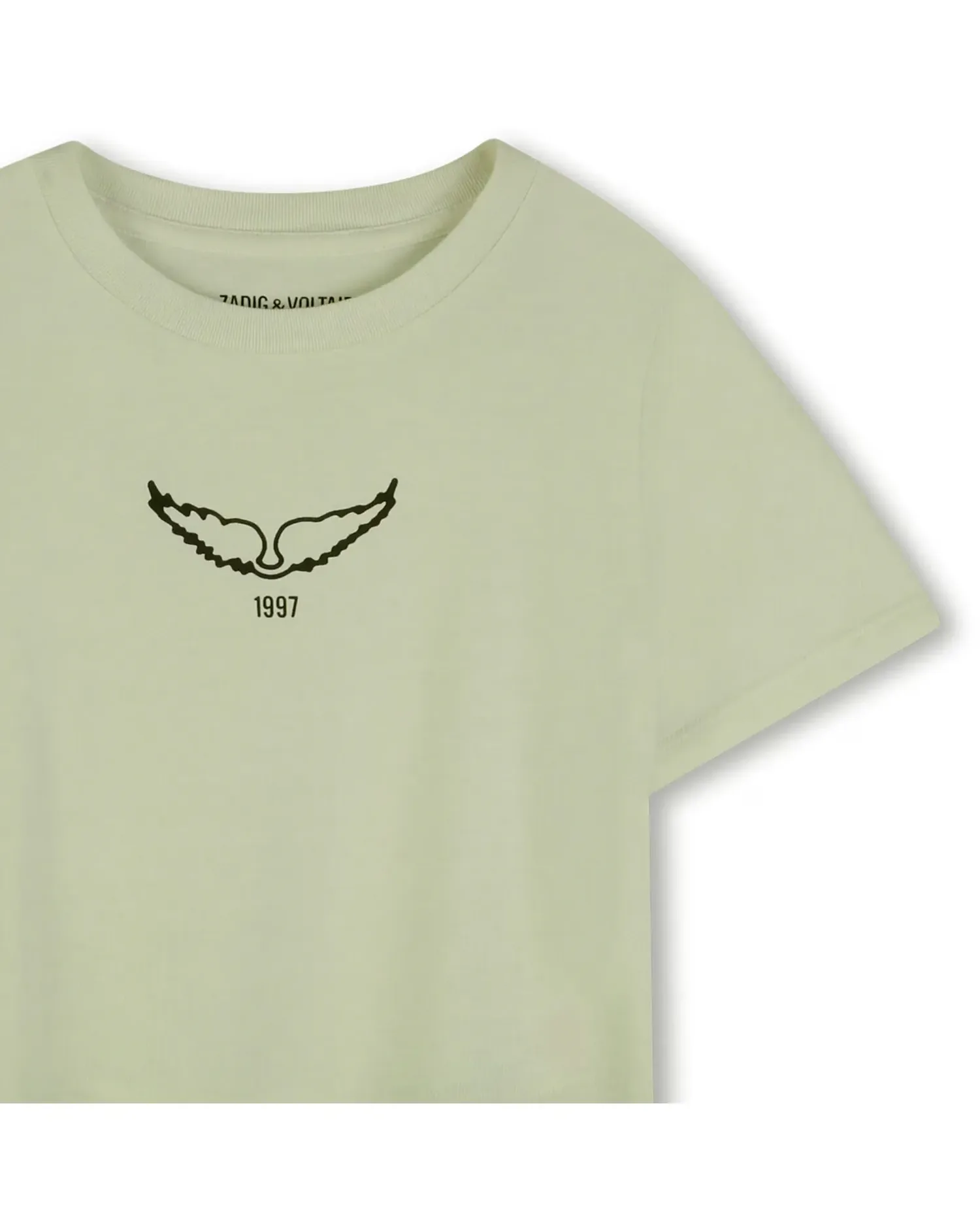 Детская футболка для девочки с коротким рукавом, однотонная, из хлопка Zadig & Voltaire, зеленый — фото 2