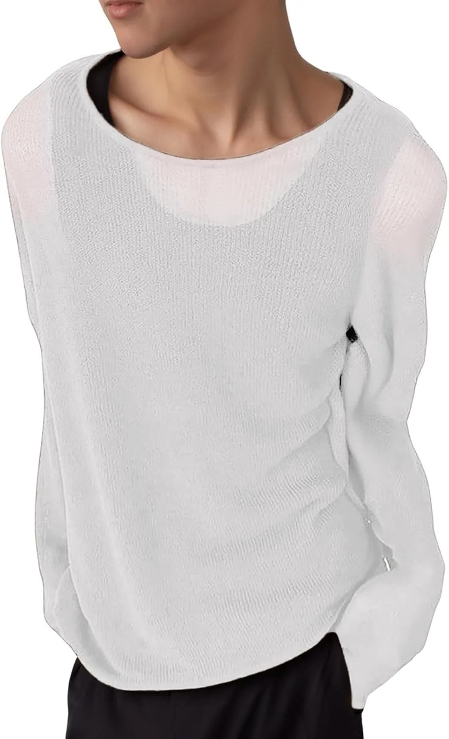 

Мужская повседневная футболка с длинным рукавом и круглым вырезом