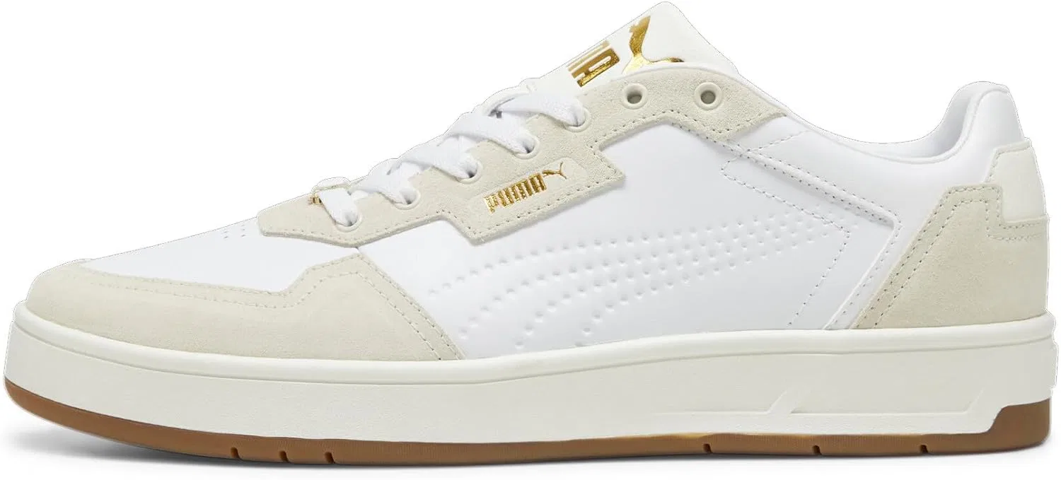 Кроссовки PUMA Unisex Court Classic Lux SD, Puma White Alpine Snow Puma Gold