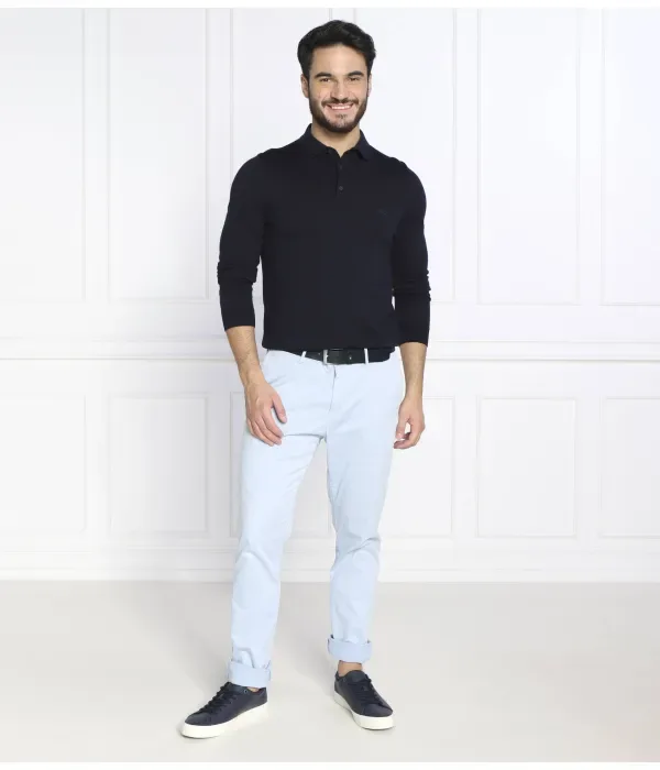 Шерстяная рубашка поло regular fit Boss, темно-синий — фото 2
