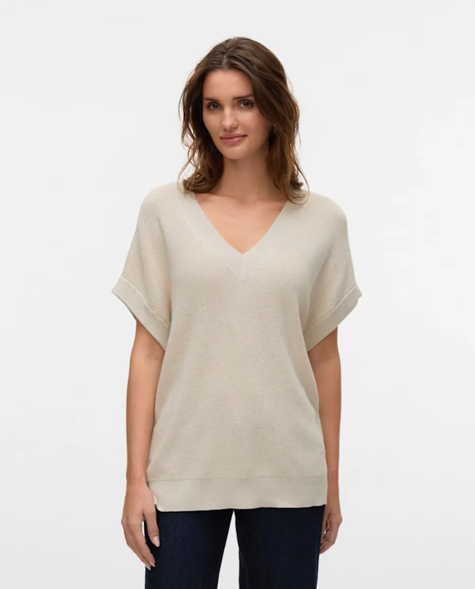 

Женский топ тонкой вязки с блестками Vero Moda, цвет Blanco hielo