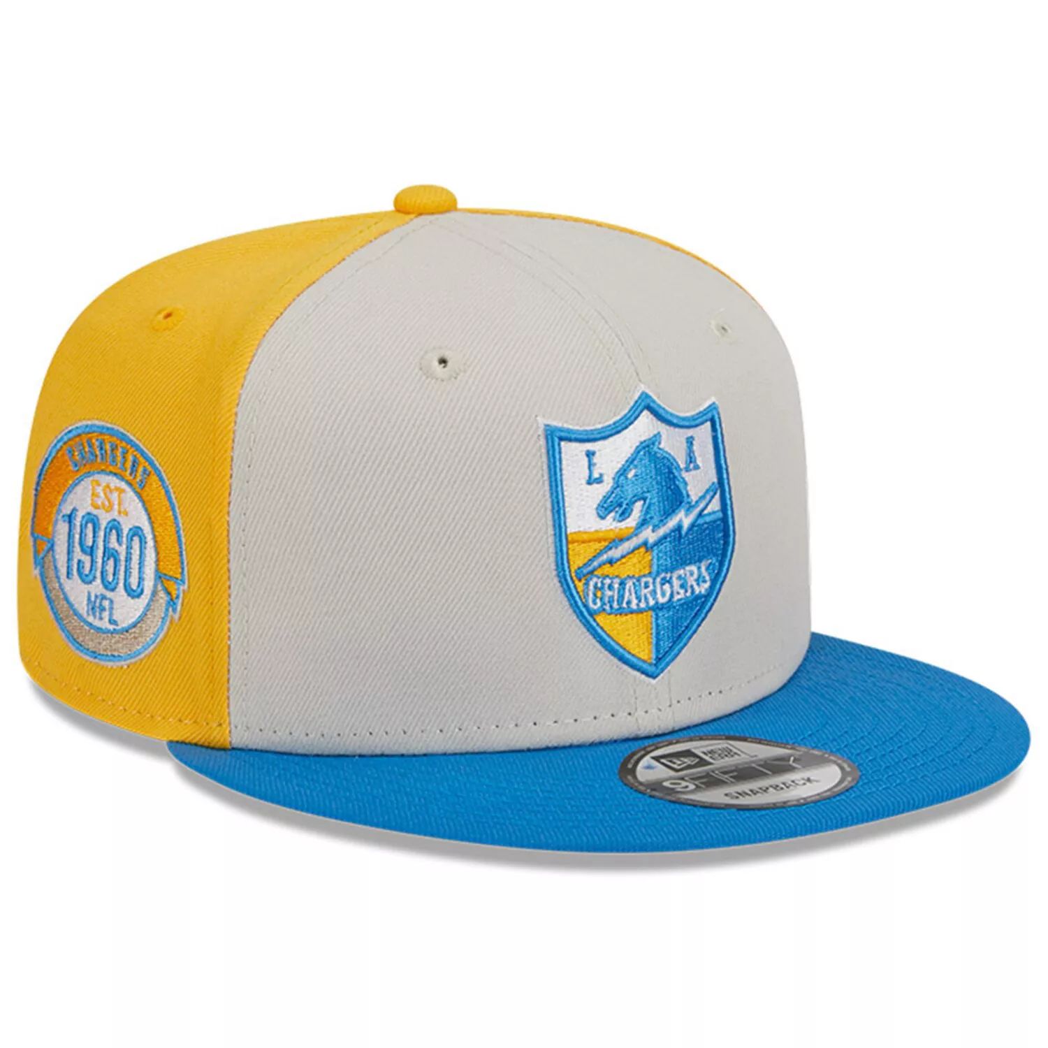 

Мужская кепка New Era кремового/пудрово-синего цвета Los Angeles Chargers 2023 Sideline Historic 9FIFTY Snapback Hat