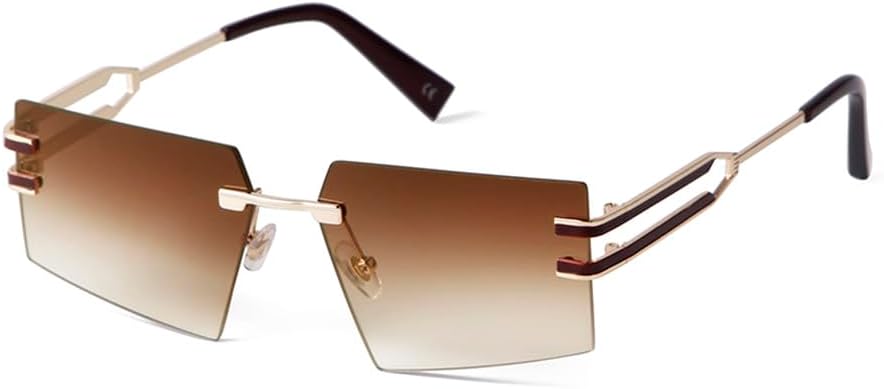 

Уникальные большие солнцезащитные очки без оправы для женщин в стиле ретро с металлической оправой, модные солнцезащитные очки для мужчин с защитой от УФ-излучения UV400 HVTVTLA, C3