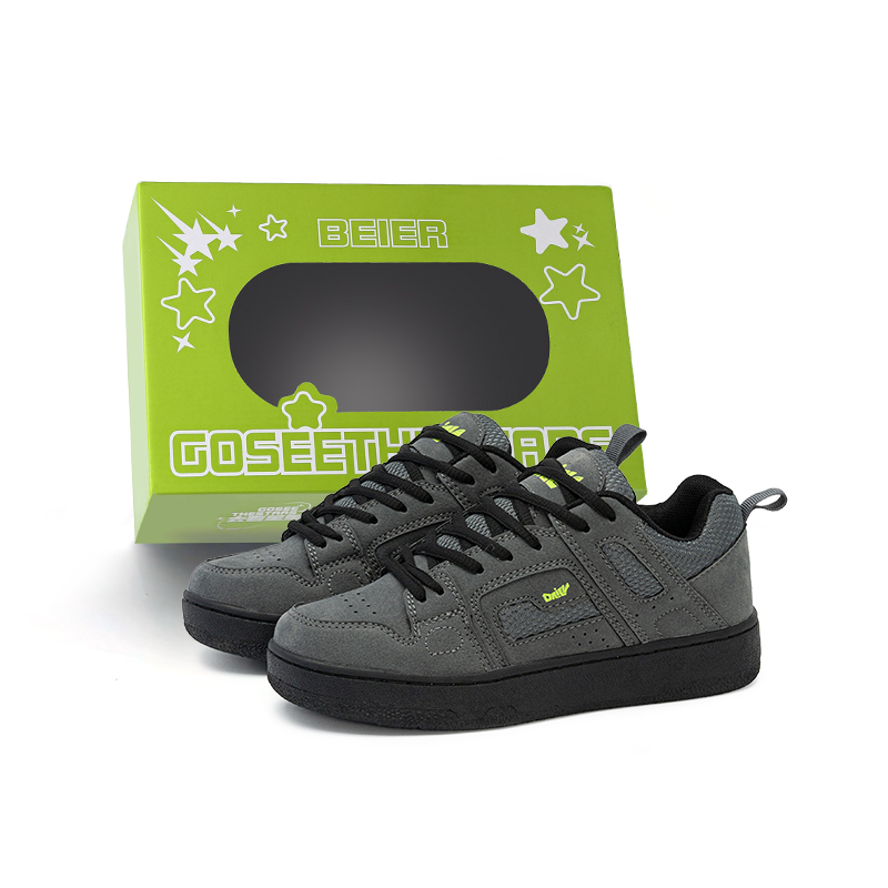 

BEIER Антискользящие и износостойкие дышащие низкие кеды для скейтбординга унисекс в стиле Chanel - серо-черные, цвет Gray Black