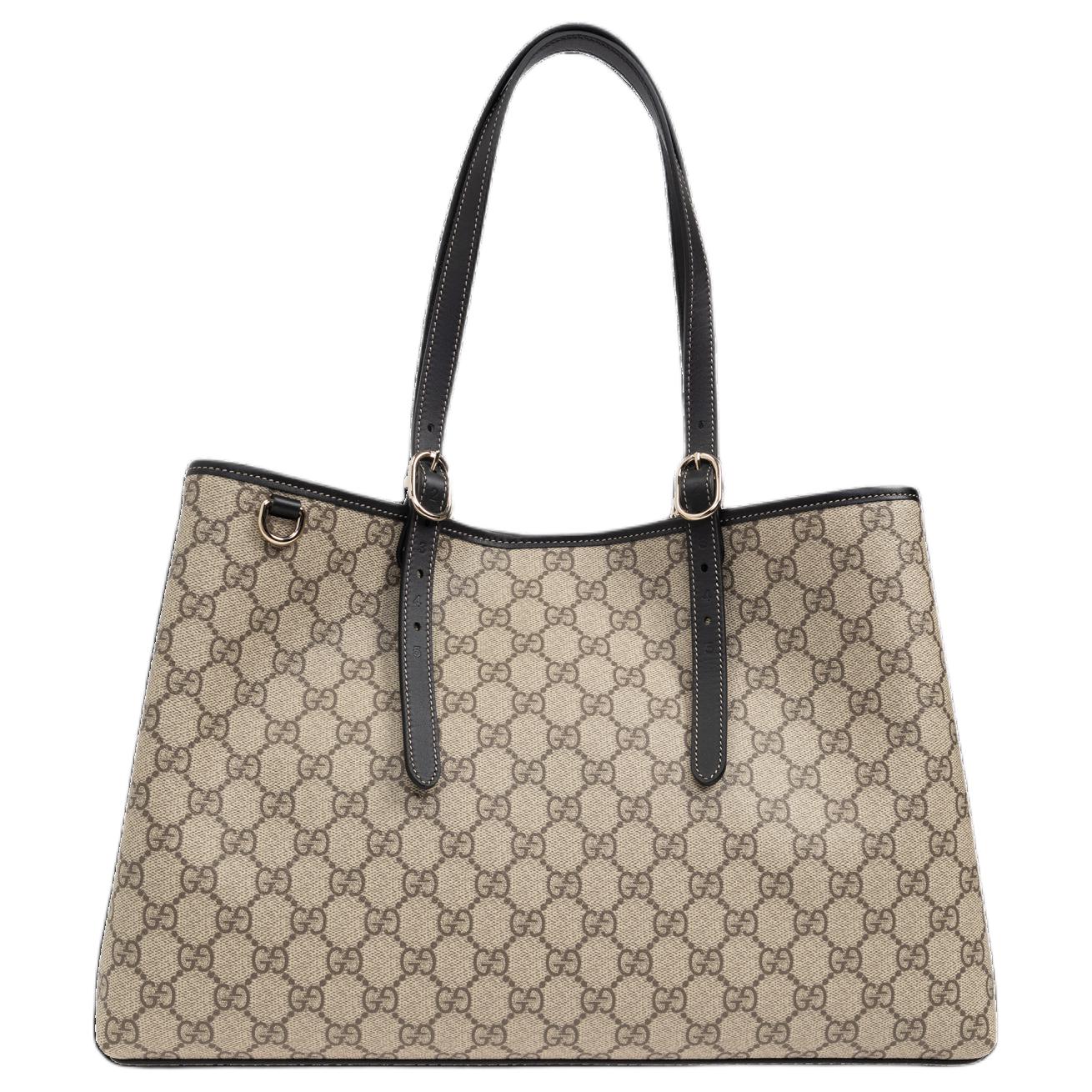 

Сумка-шоппер из прорезиненной ткани среднего размера унисекс бежево-коричневая GUCCI