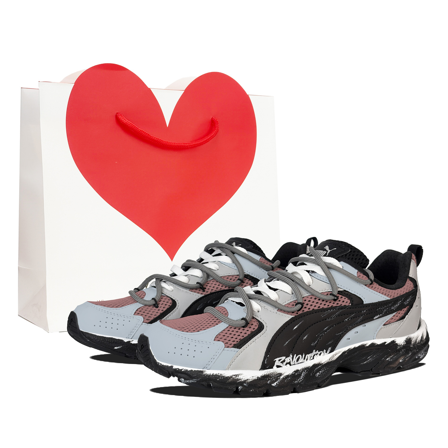 

PUMA Мужские и женские беговые кроссовки Milenio низкие устойчивые к истиранию дышащие серо-голубые