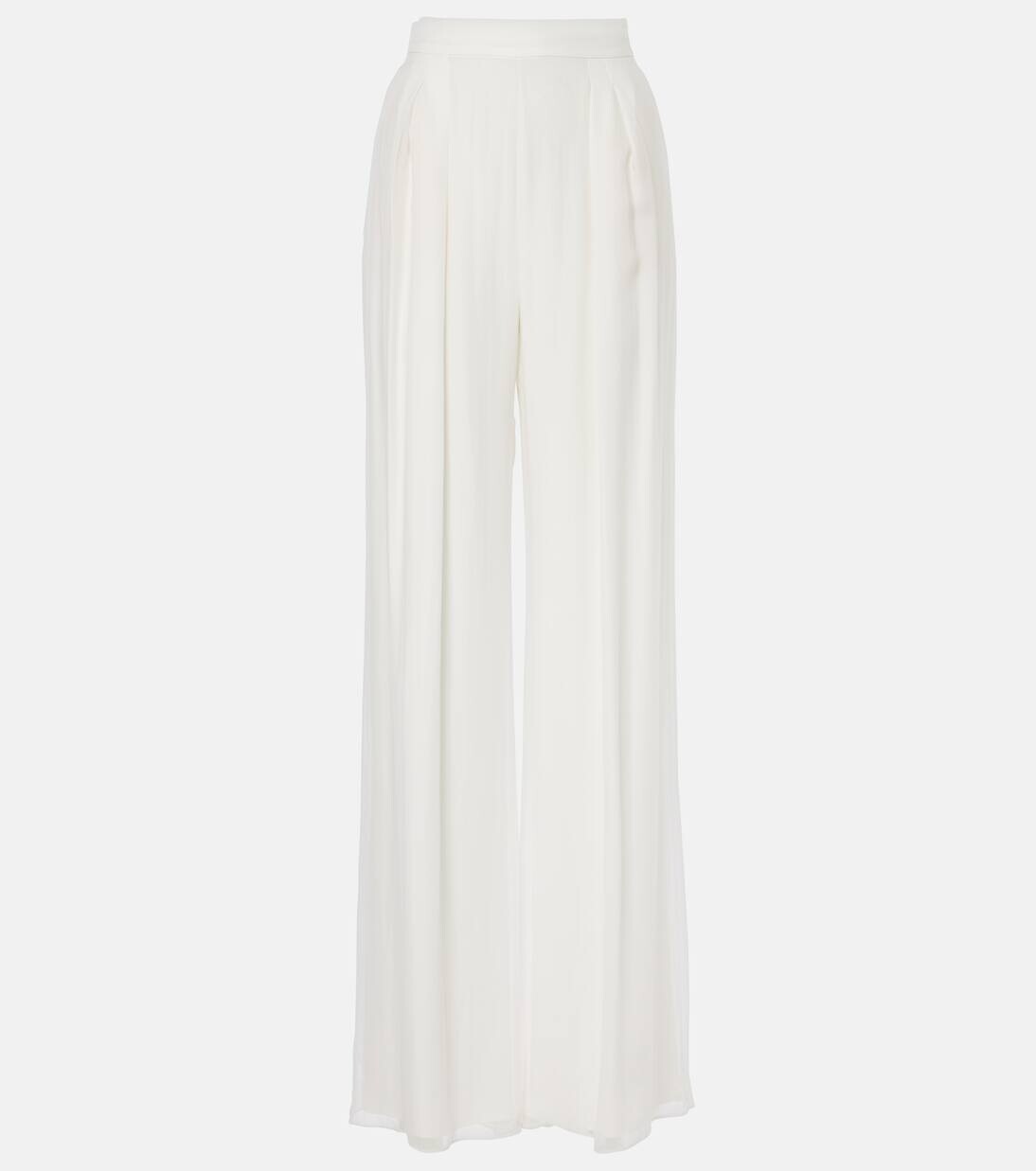 

Широкие брюки из шелкового шифона Bridal Lampo Max Mara, цвет bianco seta
