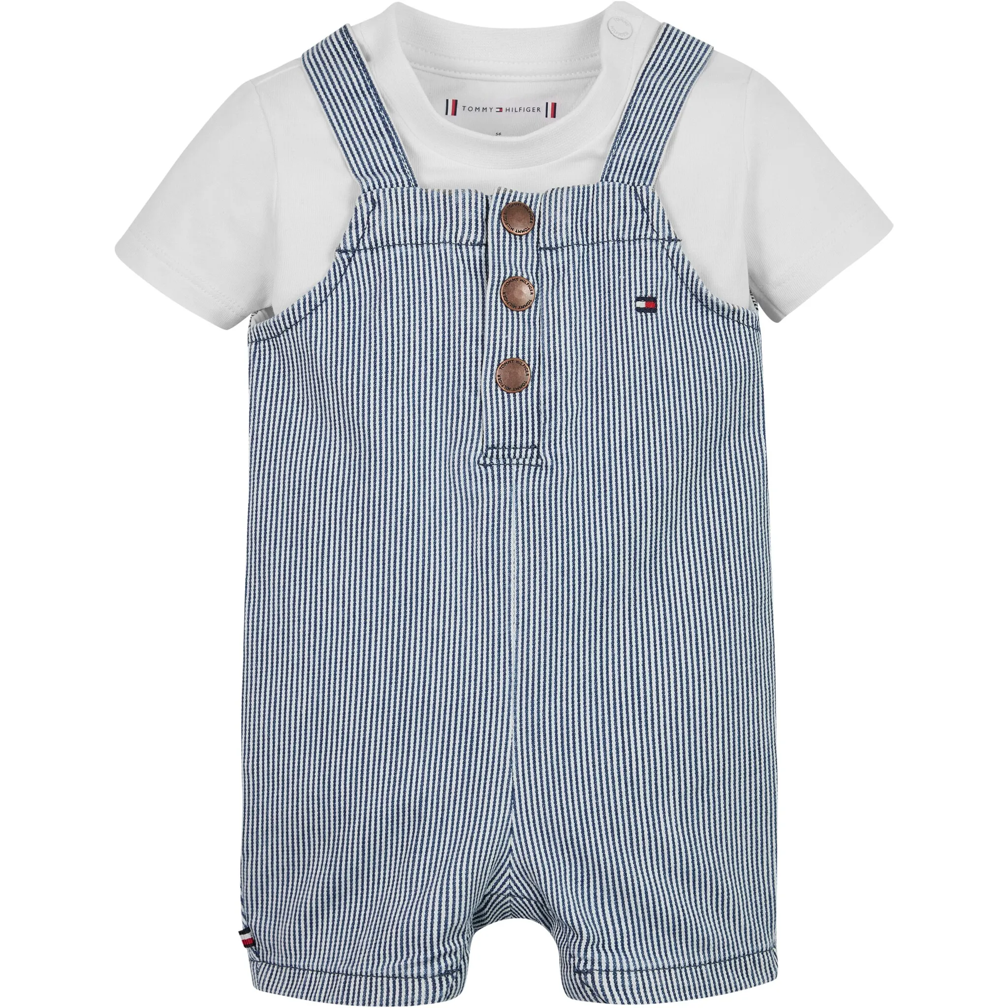 

Tommy Hilfiger рубашка и брюки «BABY STRIPED DUNGAREE SET», ребенок до 2 лет, комплект из рубашки и комбинезона, цвет Denimstripe