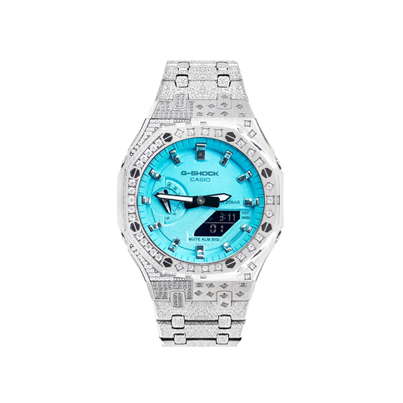 

CASIO Часы Unisex Liquid Crystal/Analog Dual Display Series Blue Watch, Tiffany Blue Star Diamond Cream Silver Steel