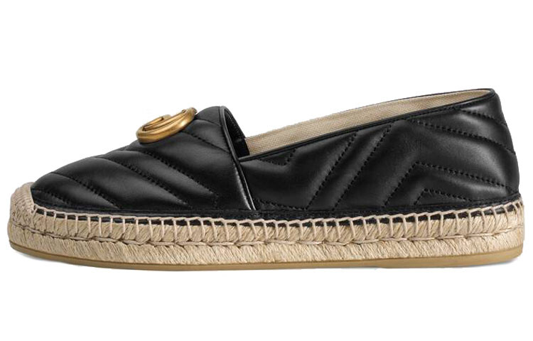 Туфли GUCCI Double G Espadrille Black Leather Women's