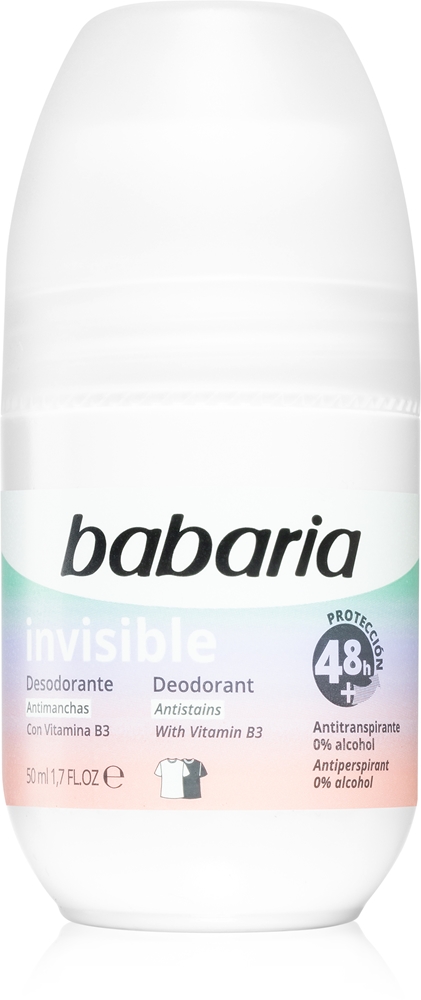 

Дезодорант-Невидимка-Антиперспирант для удаления белых и желтых пятен Babaria, 50 мл