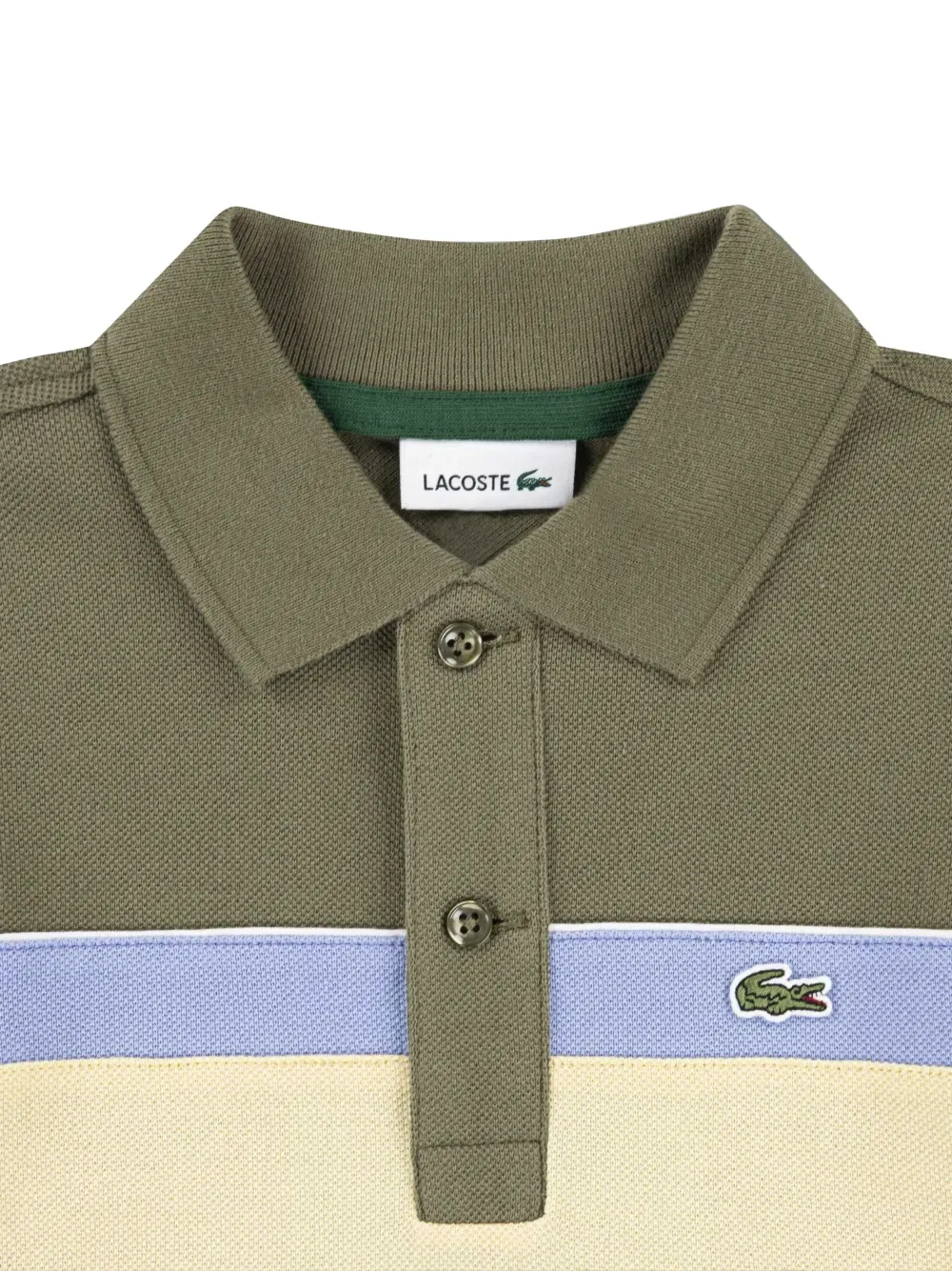 Полосатая рубашка поло Lacoste Kids, зеленый — фото 2