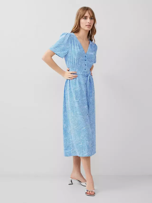 

Платье French Connection Bernice Elitan Abstract Print Midi, цвет blue mist