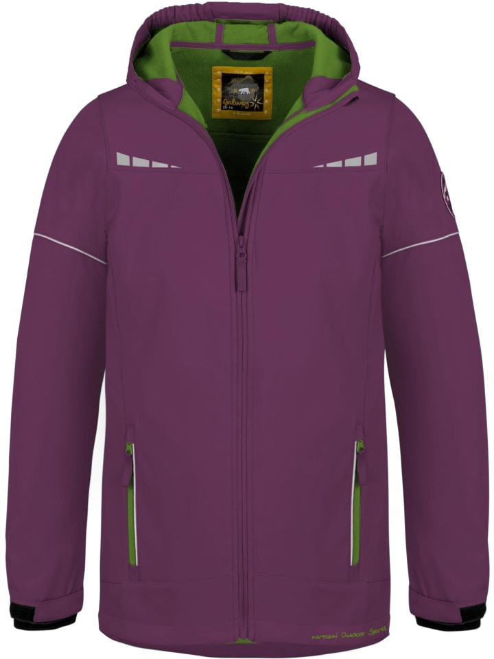 Детская куртка софтшелл Galway в фиолетово-фиолетовом/зеленом цвете Normani Outdoor Sports — фото 2